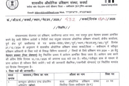 ITI Kawardha Faculty Recruitment 2025