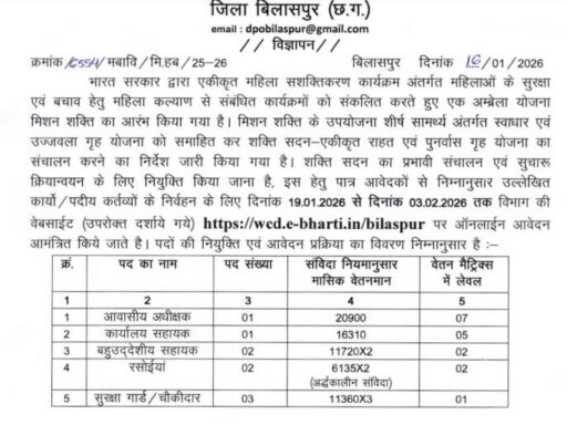 WCD Bilaspur Recruitment 2026
